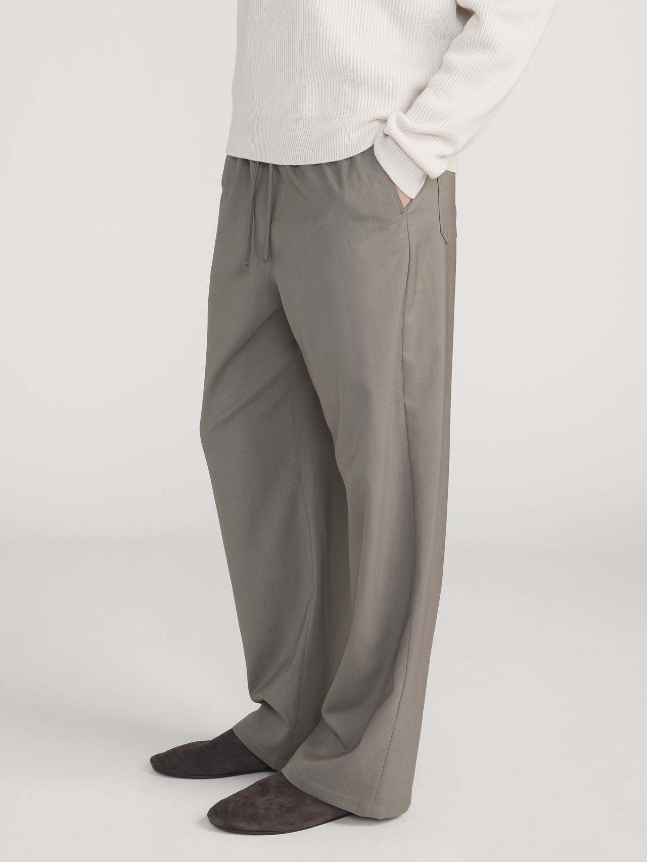 Easy Wide Leg Trousers -- Smoky Green