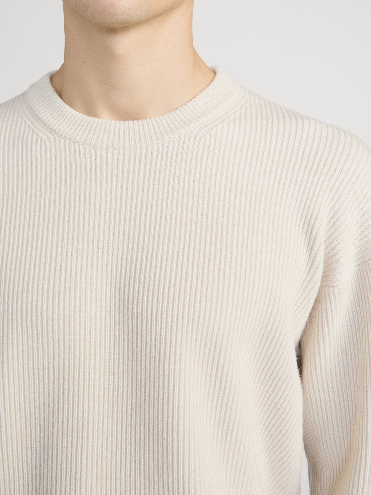 Ribbed Crewneck Sweater -- Cream