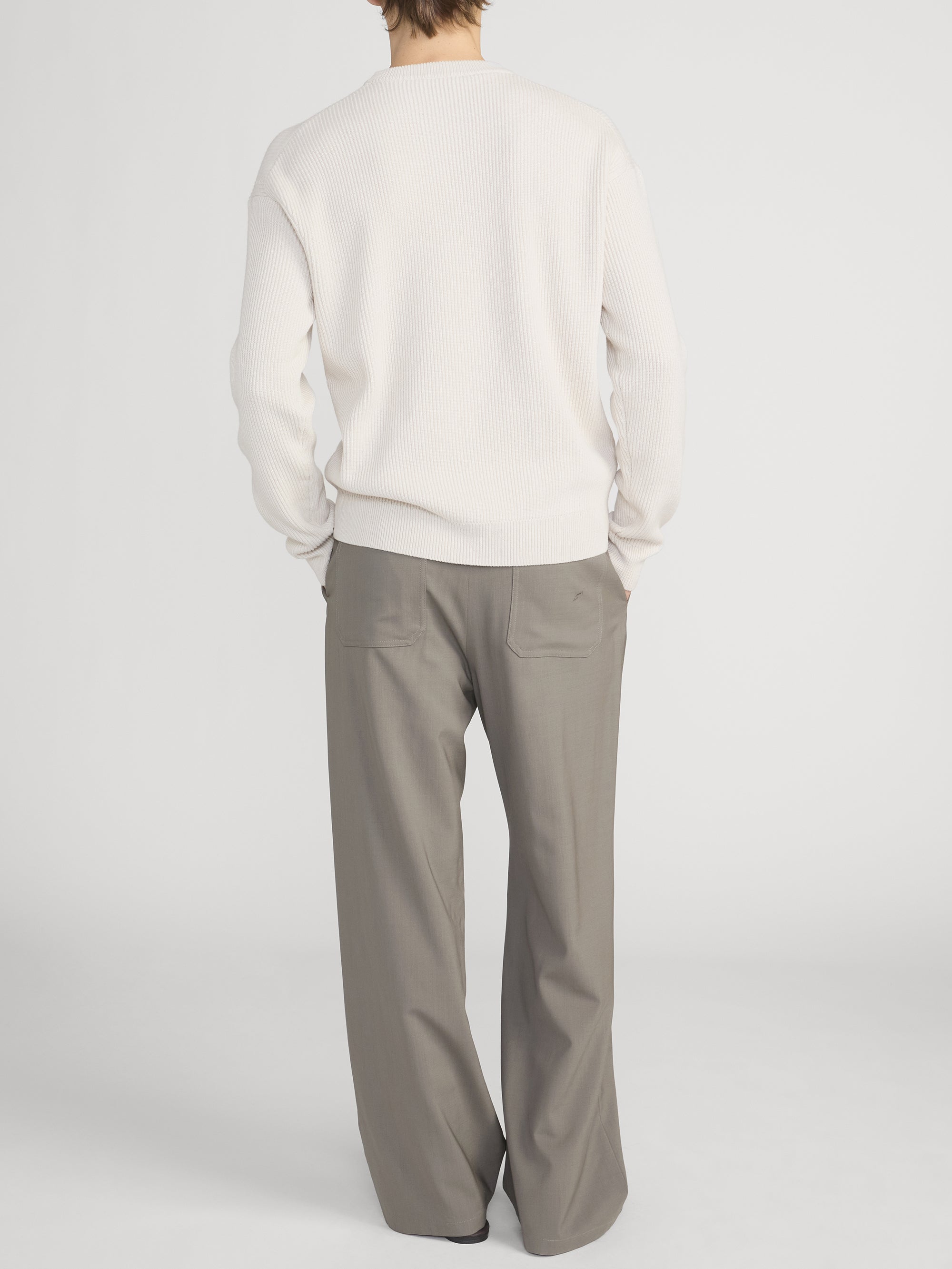 Ribbed Crewneck Sweater -- Cream