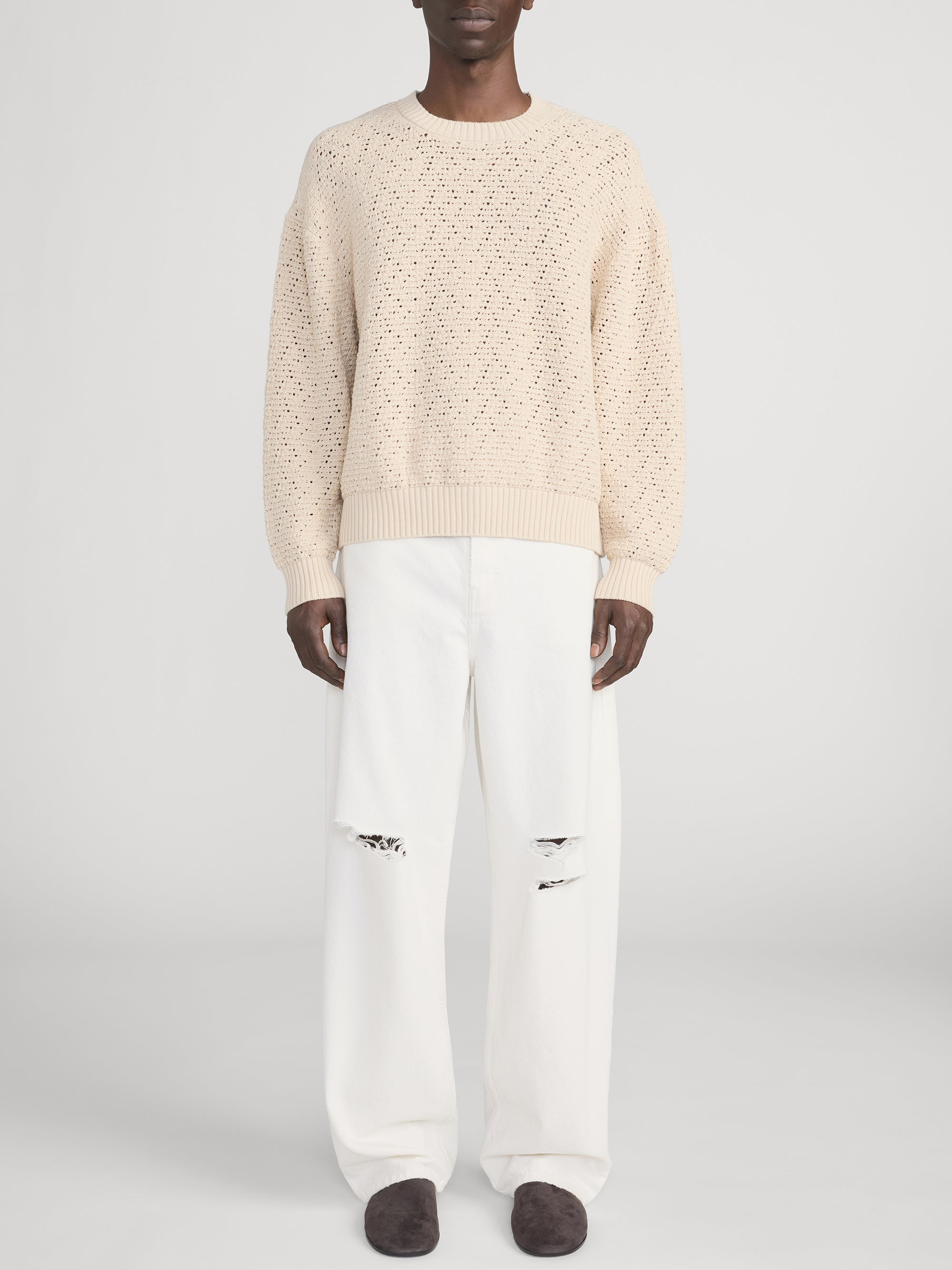 Crochet Sweater -- Light Stone
