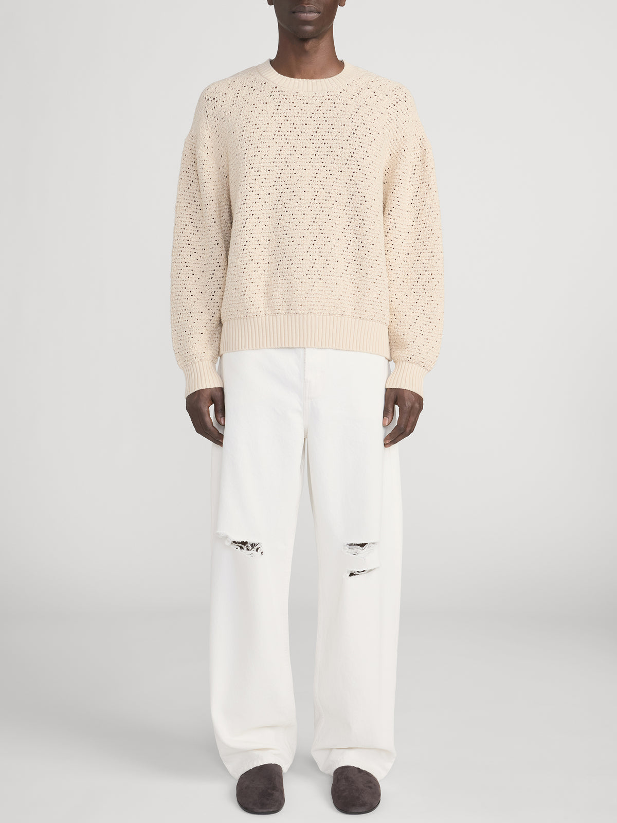 Crochet Sweater -- Light Stone