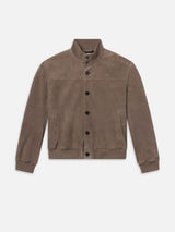 Rib Collar Suede Jacket -- Smoky Green