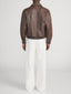 Textured Leather Bomber -- Cafe