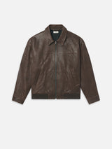 Textured Leather Bomber -- Cafe