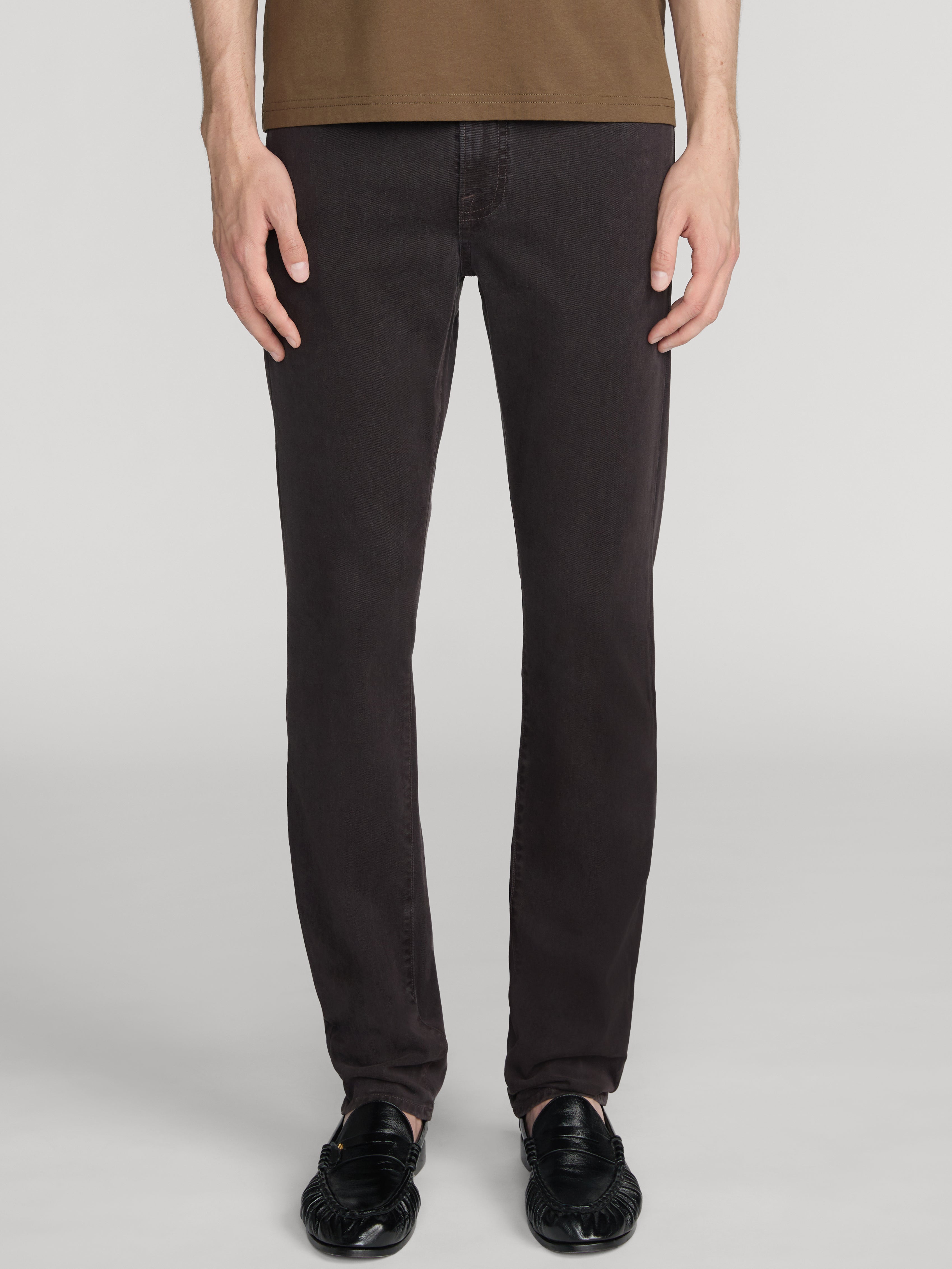 L'Homme Slim Brushed Twill -- Deep Brown