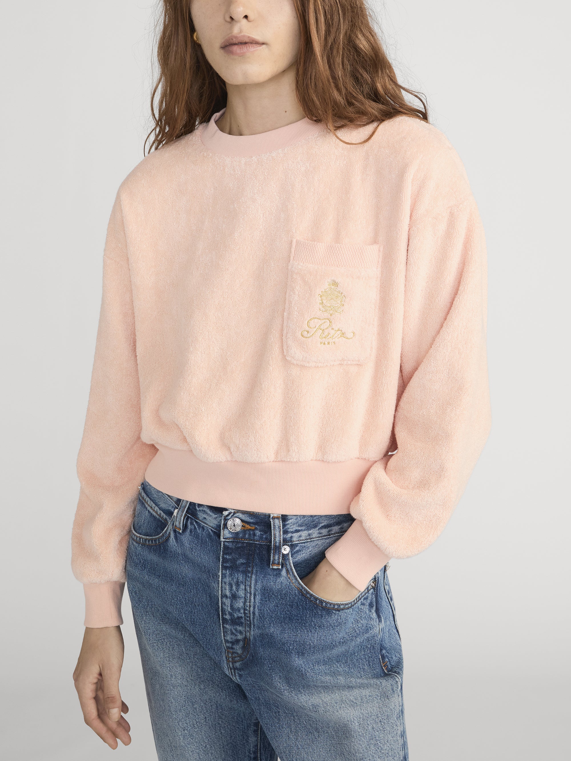 RTZ W CROPPED TERRY SWEATSHIRT RITZ PINK