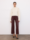 Le Slim Palazzo Leather Crop -- Oxblood