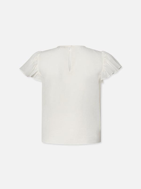 RUFFLE SLEEVE BLOUSE WHITE – FRAME