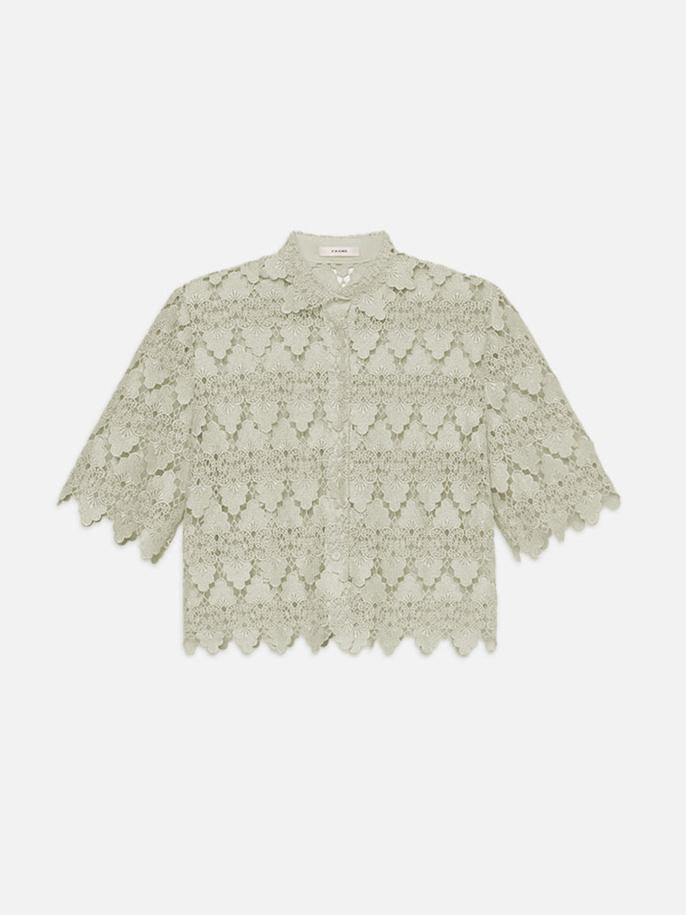 The Lace Button Up Shirt -- Soft Mint