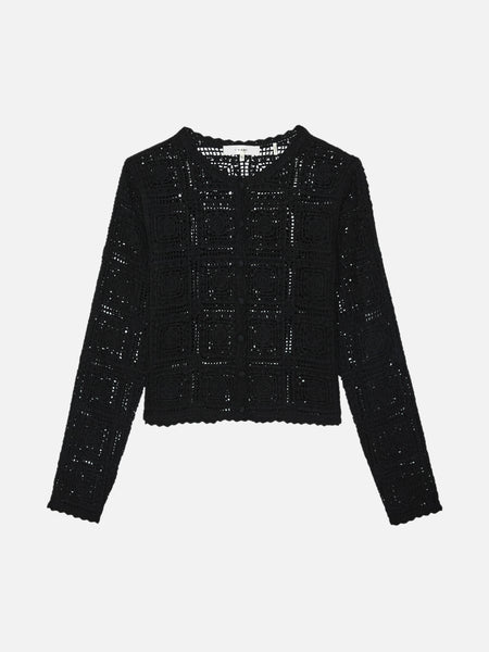 トップス Watermark Pattern Knitted Cardigan black WE25KSW008_BLK-V4_cardi-front-
