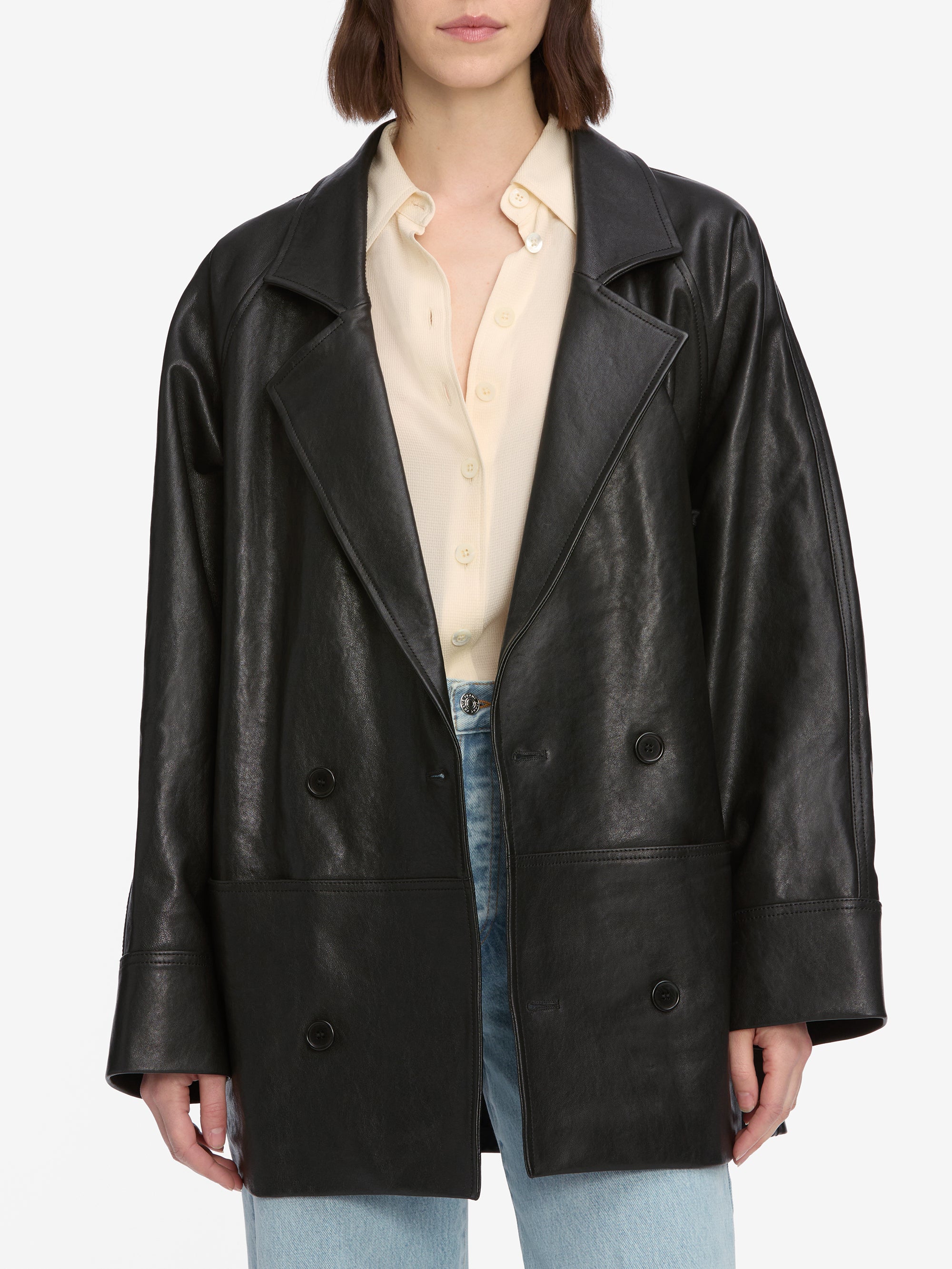 THE OVERSIZED LEATHER JACKET BLACK
