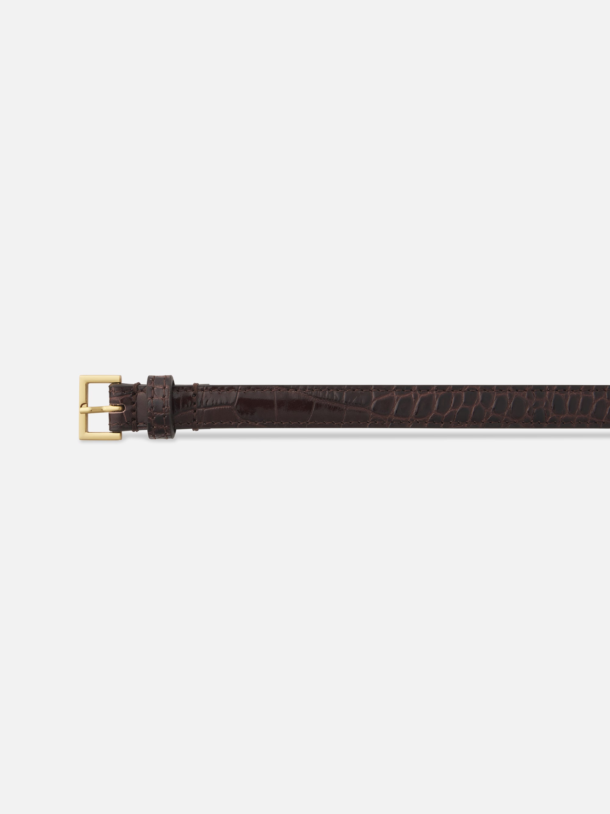 The Petite Square Buckle Belt -- Pomegranate Croc