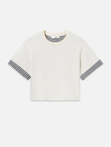 The Stripe Cuff Top -- Cream Multi