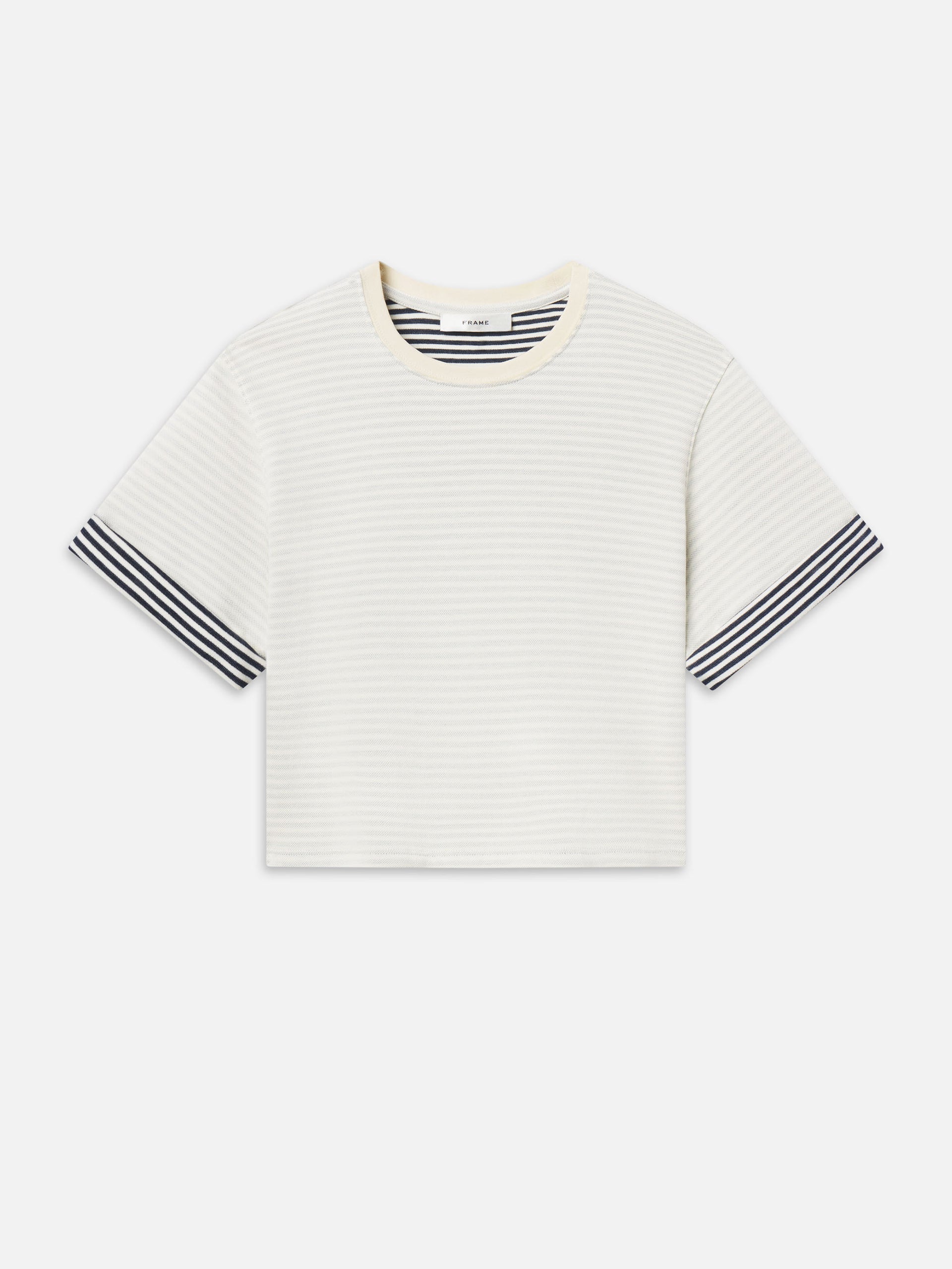 The Stripe Cuff Top -- Cream Multi