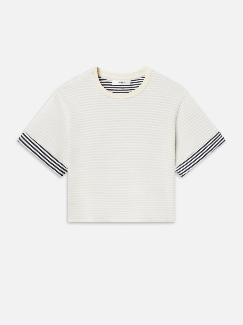 The Stripe Cuff Top -- Cream Multi