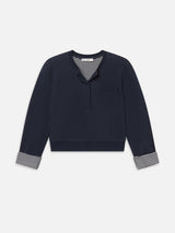 The Stripe Cuff Sweatshirt -- Navy Multi