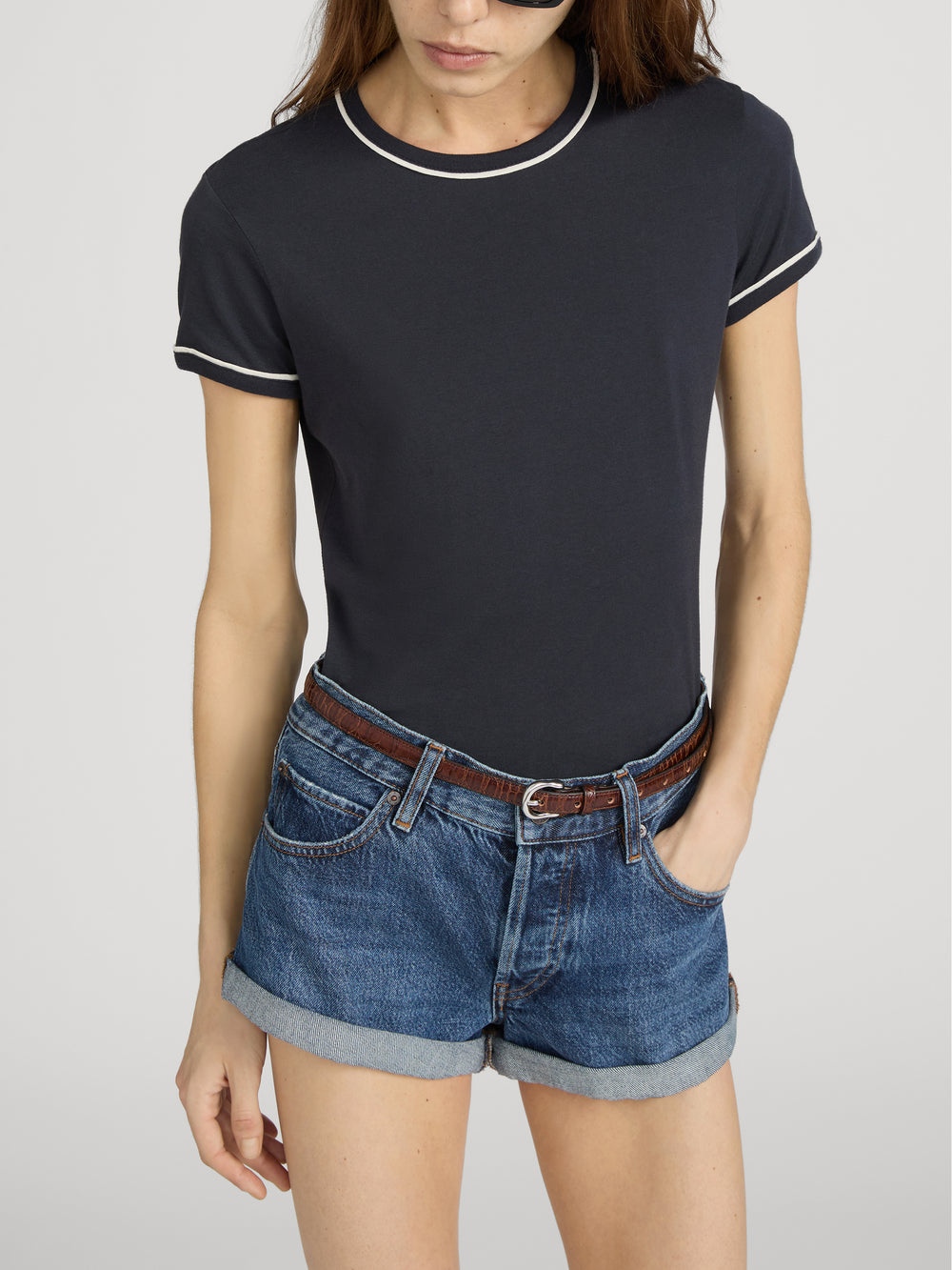 Tee on model front crop 