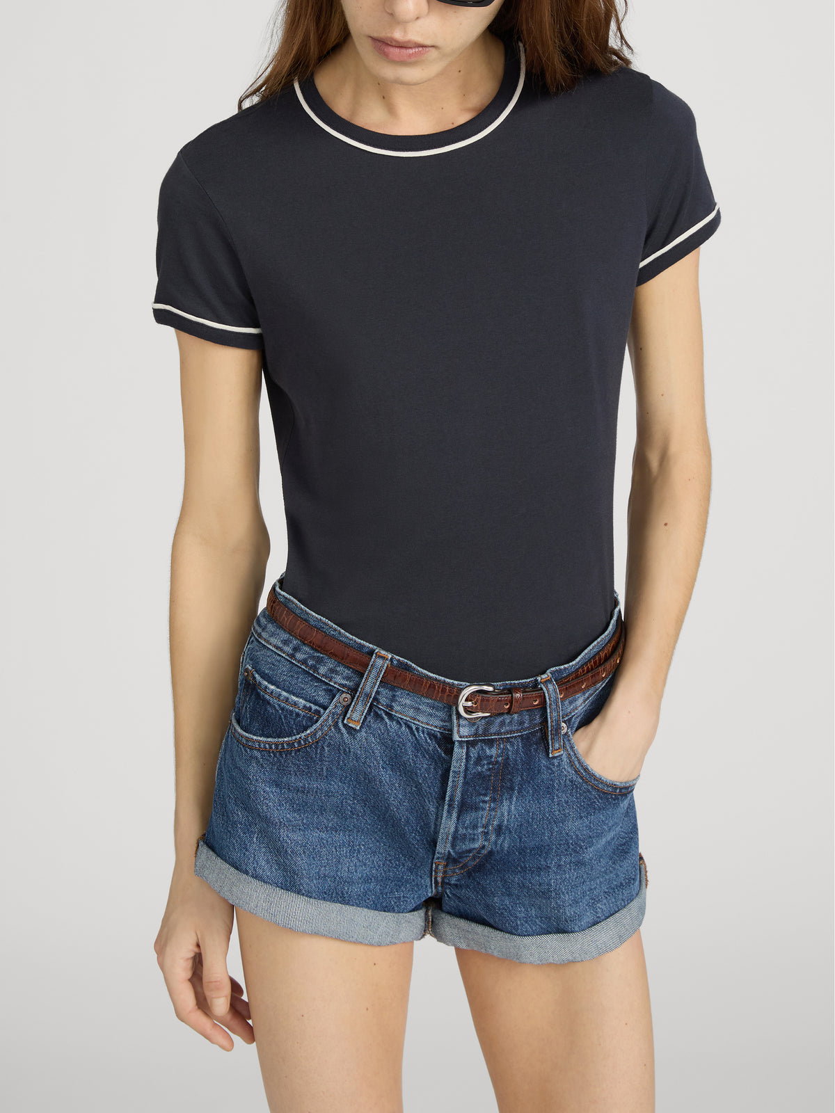 Tee on model front crop 