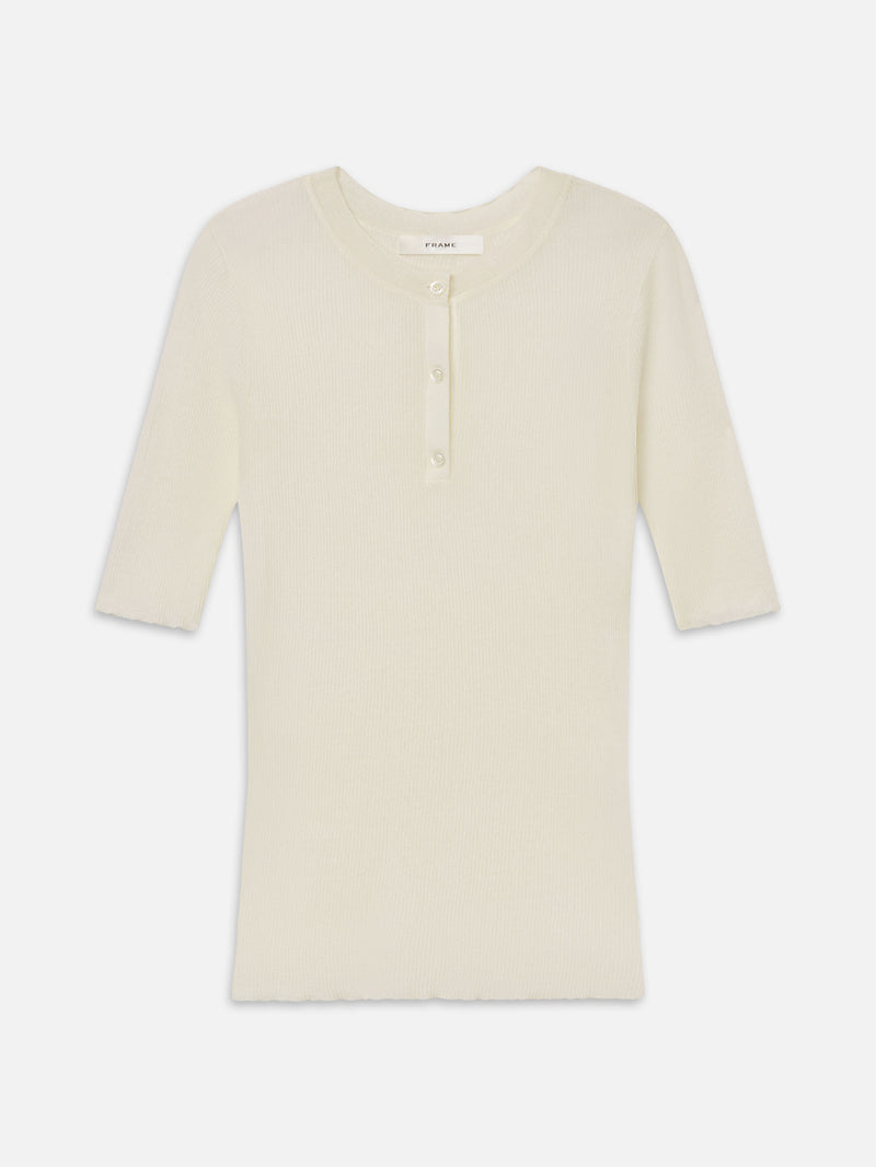 The Henley Rib Tee -- Cream