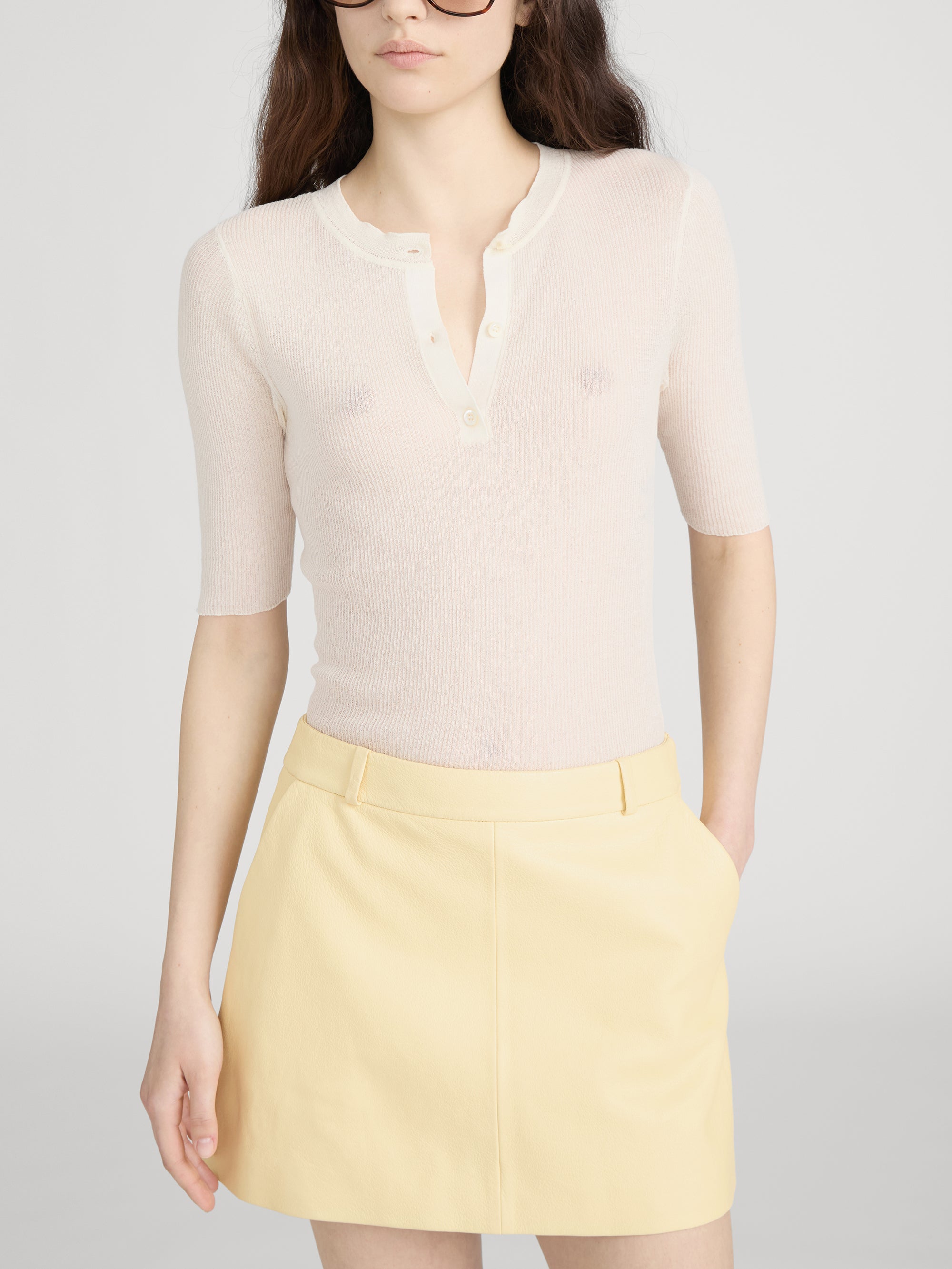 The Henley Rib Tee -- Cream