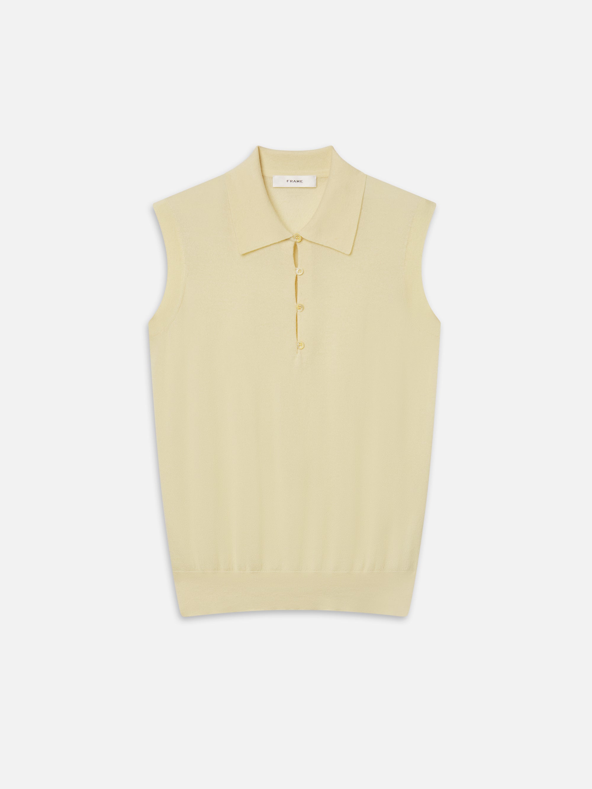 The Cashmere Sleeveless Polo -- Lemon