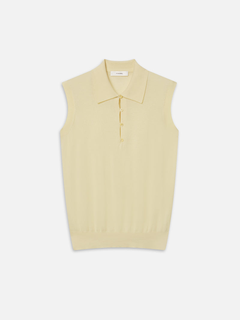 The Cashmere Sleeveless Polo -- Lemon