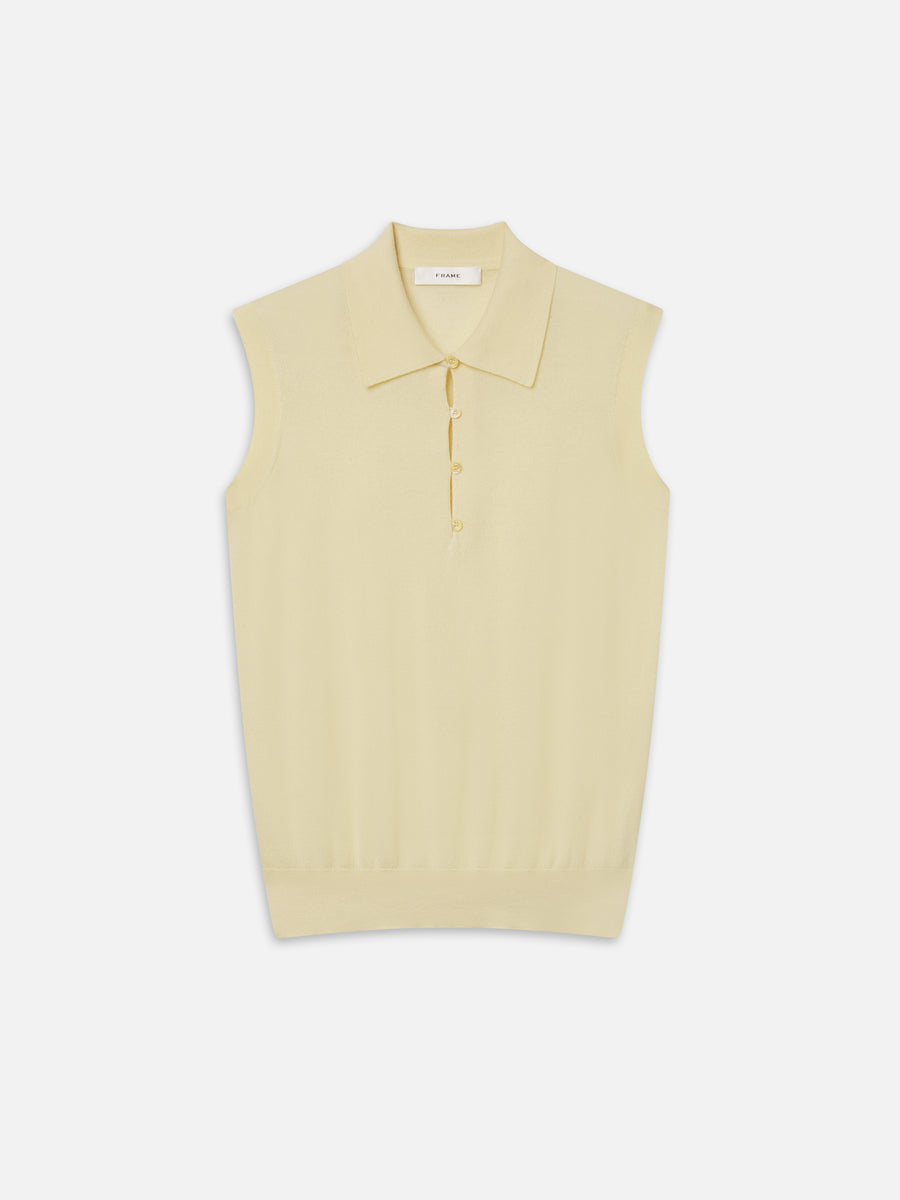 The Cashmere Sleeveless Polo -- Lemon