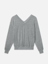 The Cashmere V Neck Sweater -- Heather Grey