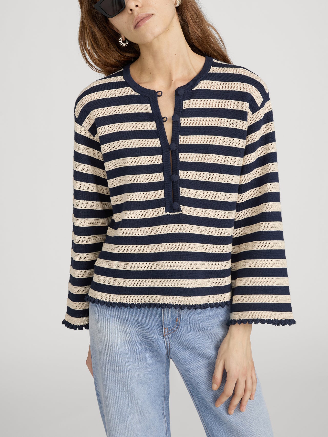Sweater on model front detail 