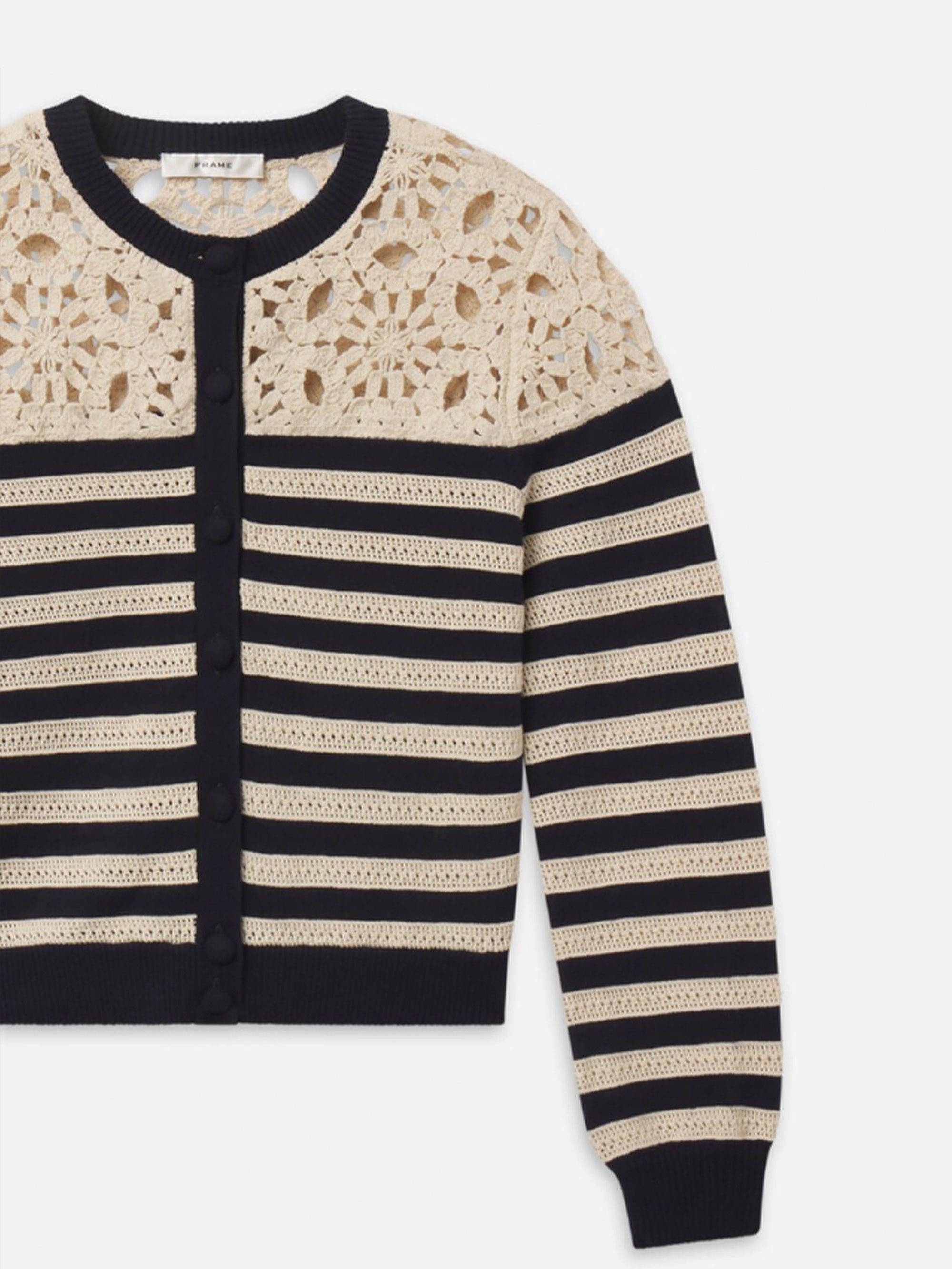 The Crochet Captain Cardigan -- Cream Multi