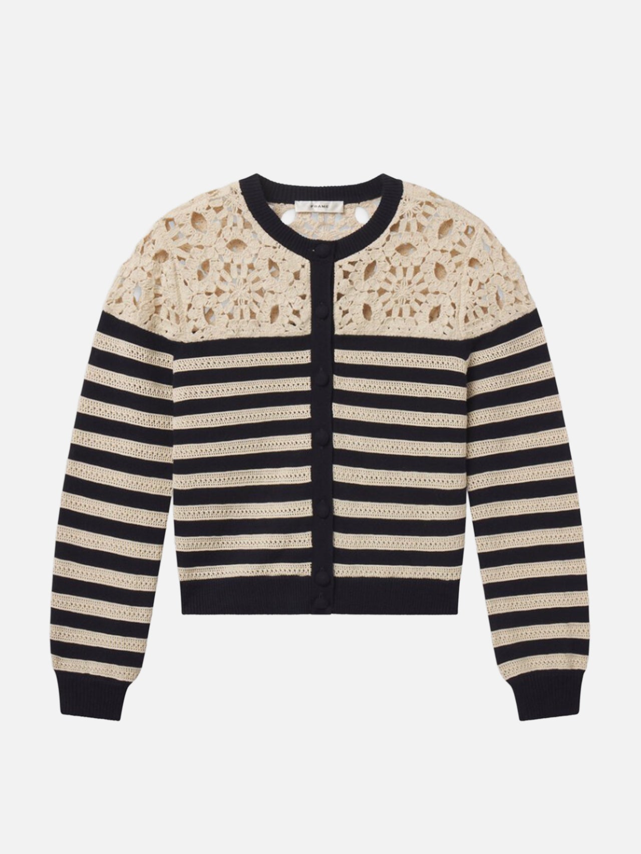 The Crochet Captain Cardigan -- Cream Multi