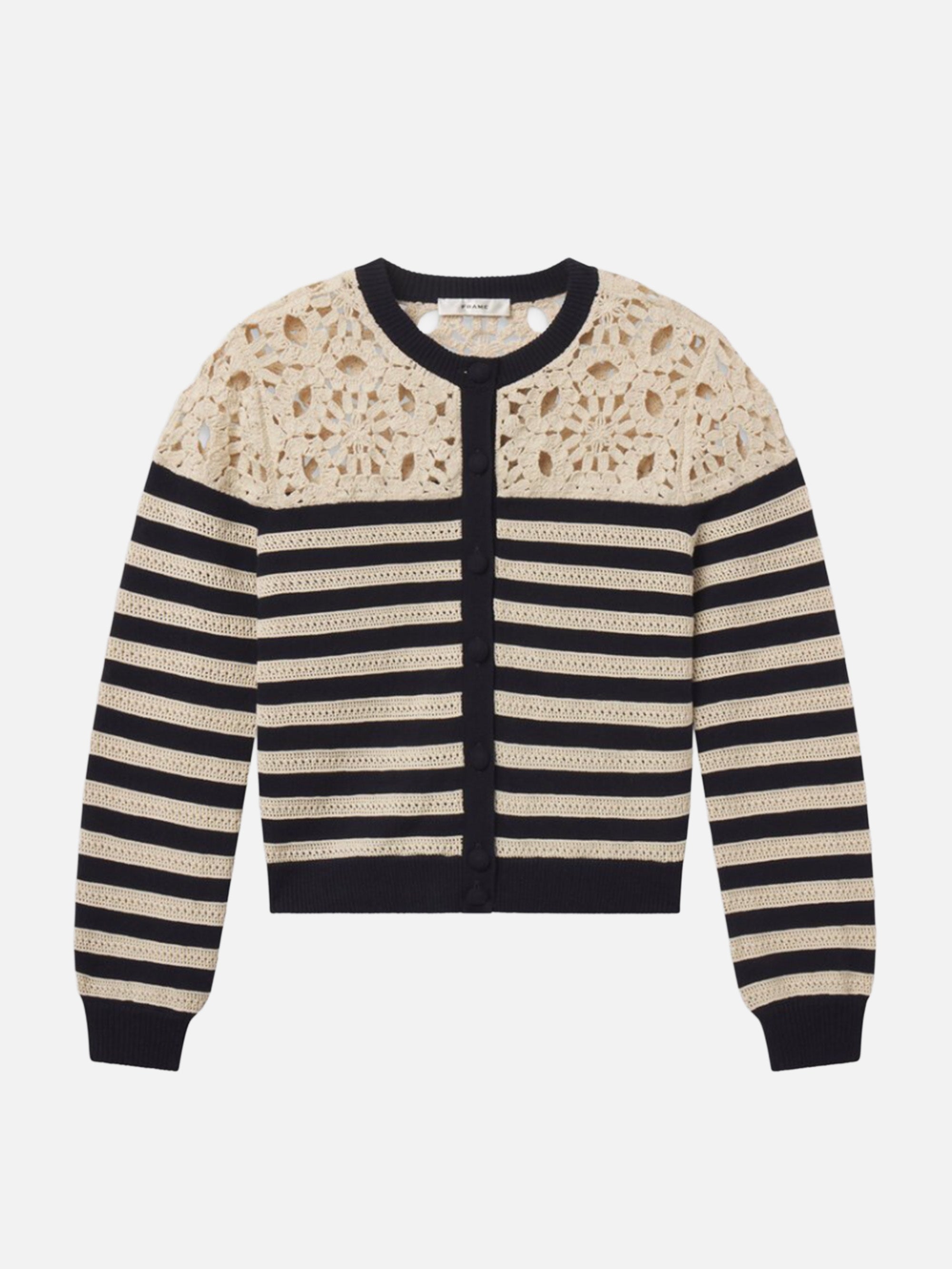 The Crochet Captain Cardigan -- Cream Multi