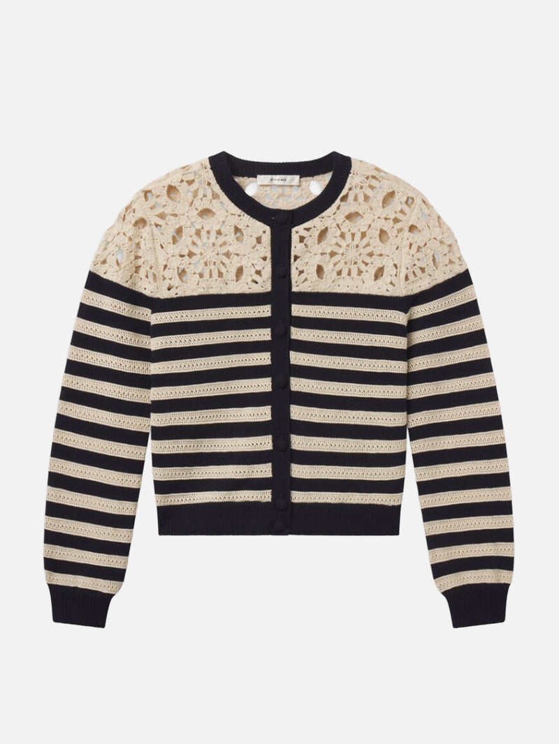 The Crochet Captain Cardigan -- Cream Multi