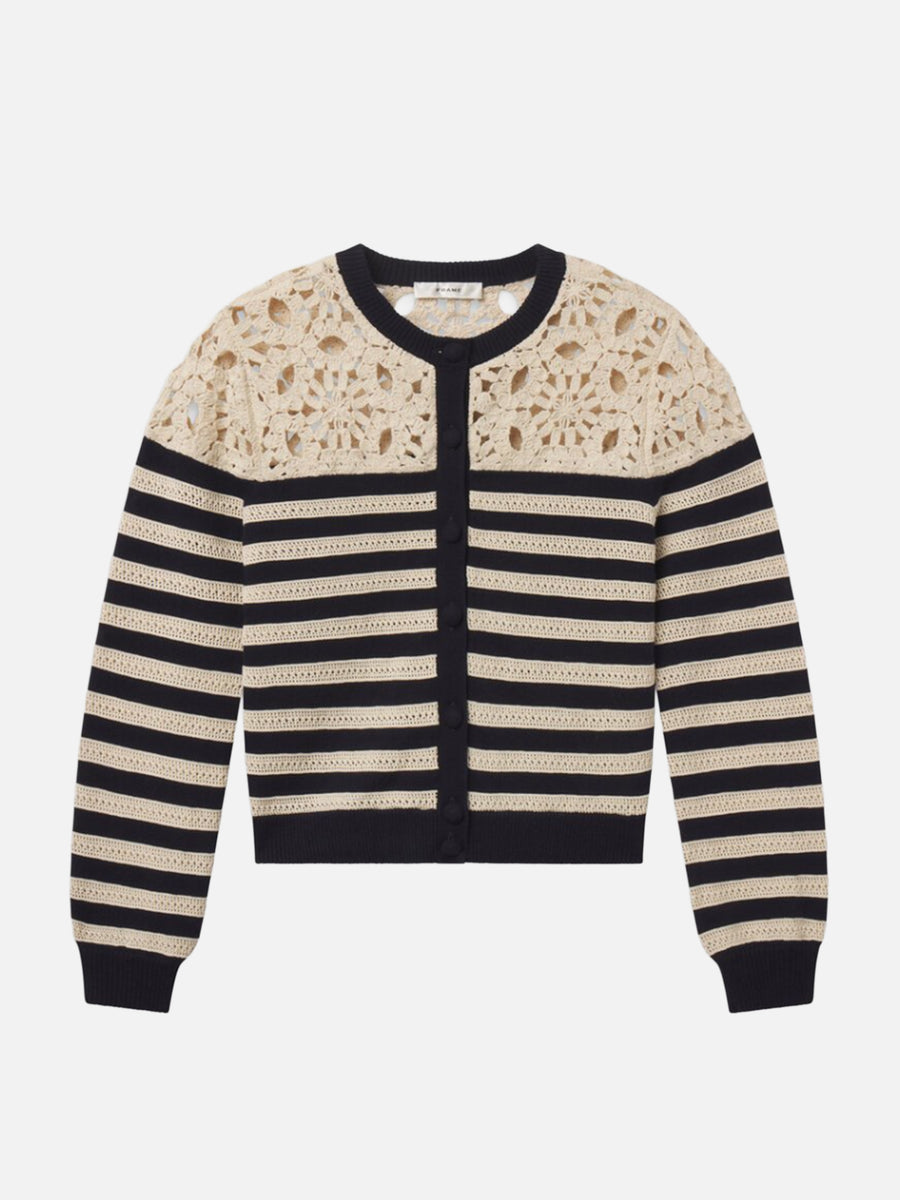 The Crochet Captain Cardigan -- Cream Multi