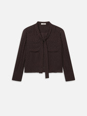 The Modern Tie Blouse -- Mahogany Polka Dot