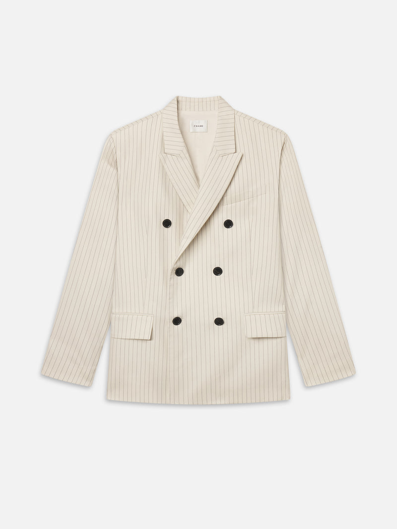 The Pinstripe Avenue Blazer -- Cream Multi