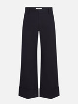 The Cuffed Slim Palazzo Trouser -- Navy