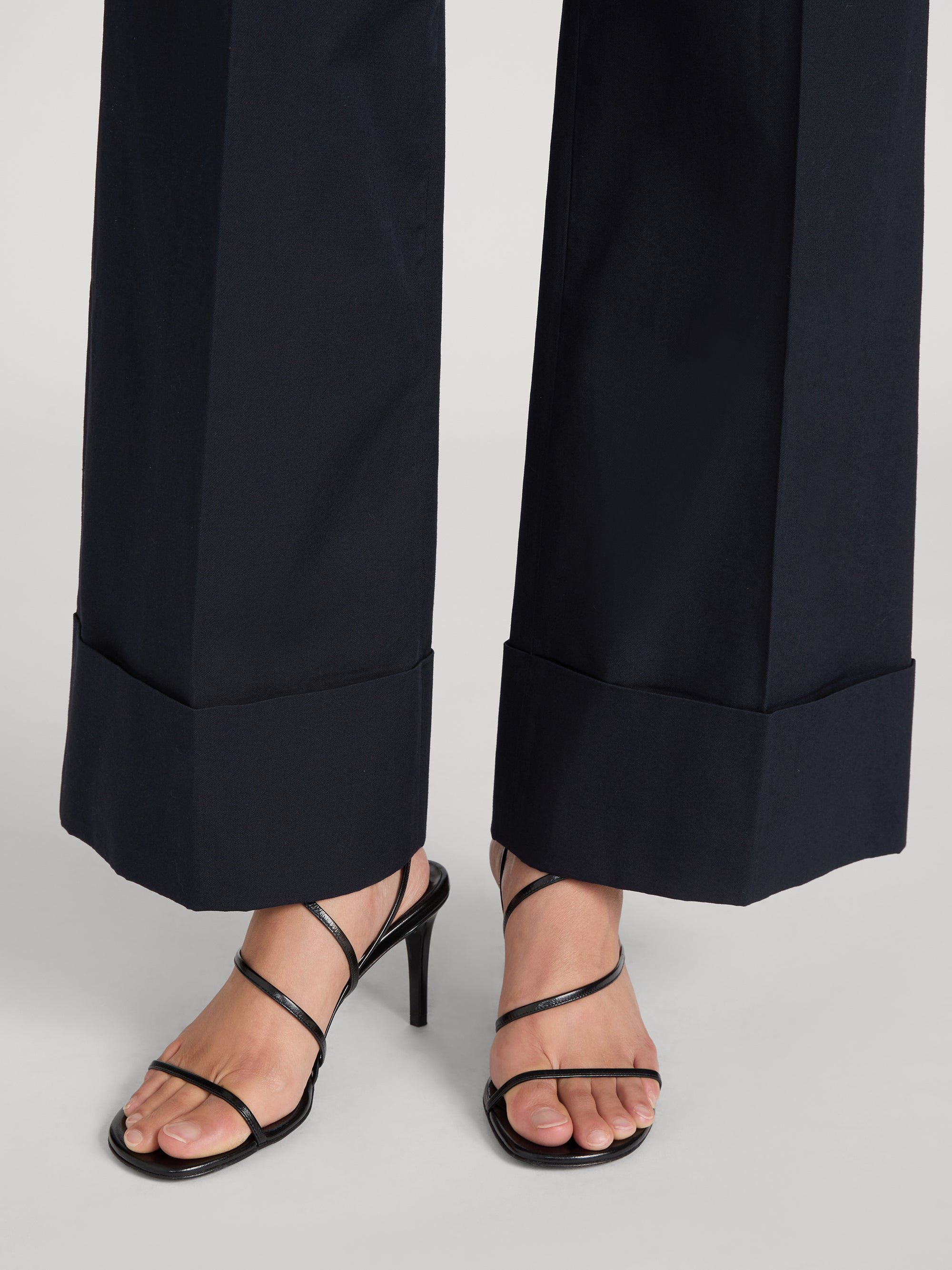 The Cuffed Slim Palazzo Trouser -- Navy