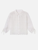The Paisley Eyelet Cinch Sleeve Shirt -- White
