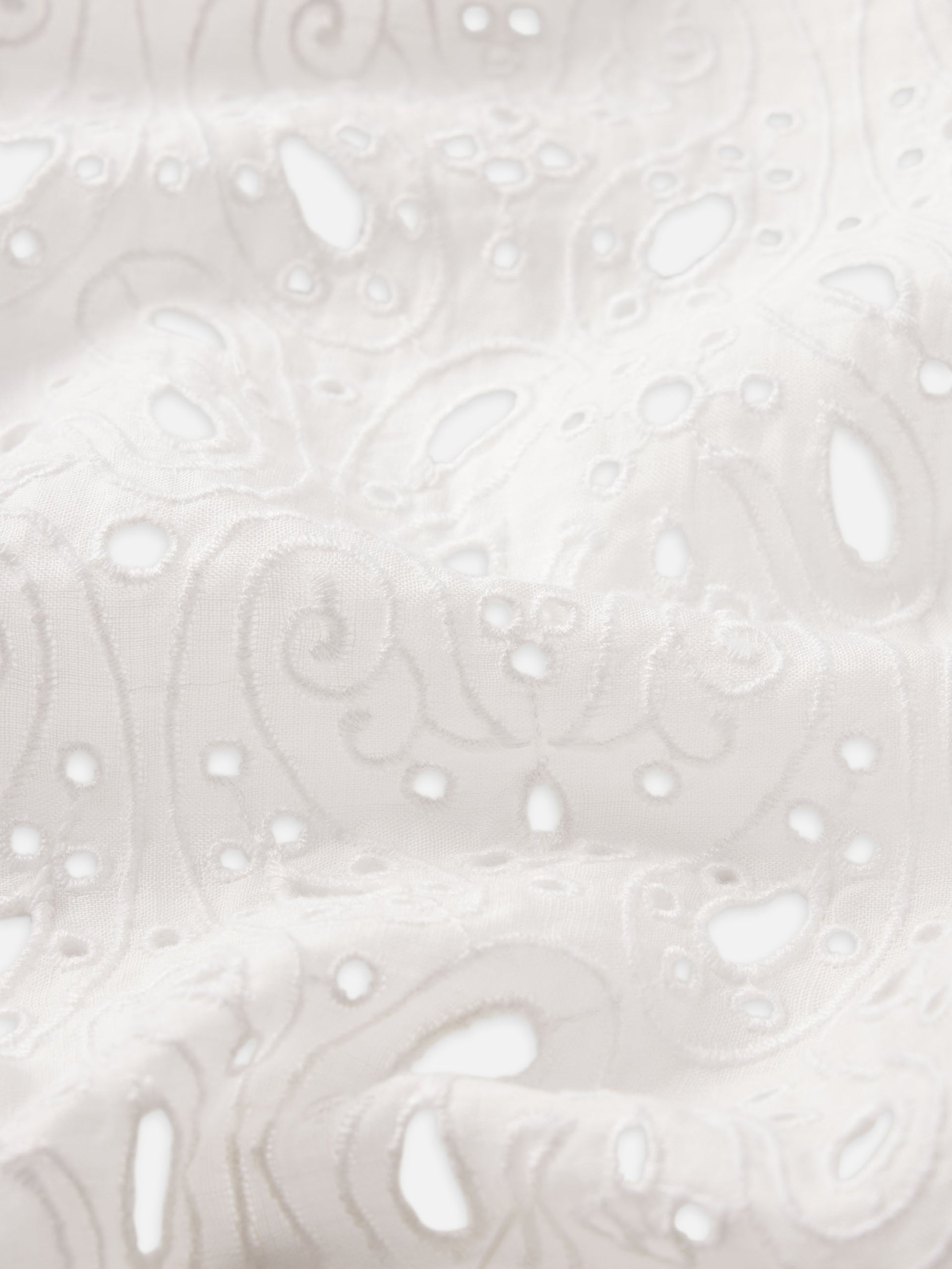The Paisley Eyelet Cinch Sleeve Shirt -- White