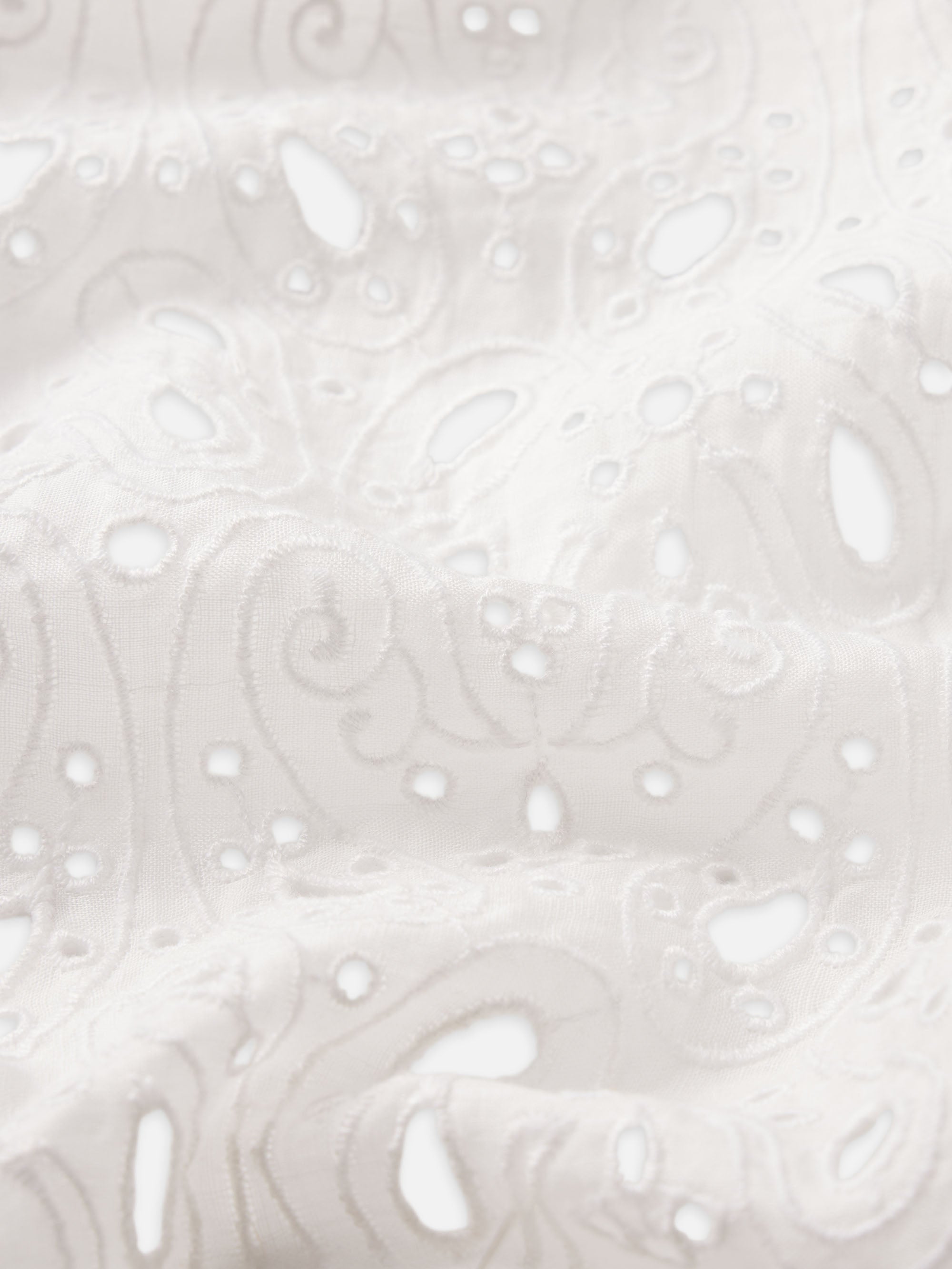 The Paisley Eyelet Cinch Sleeve Shirt -- White