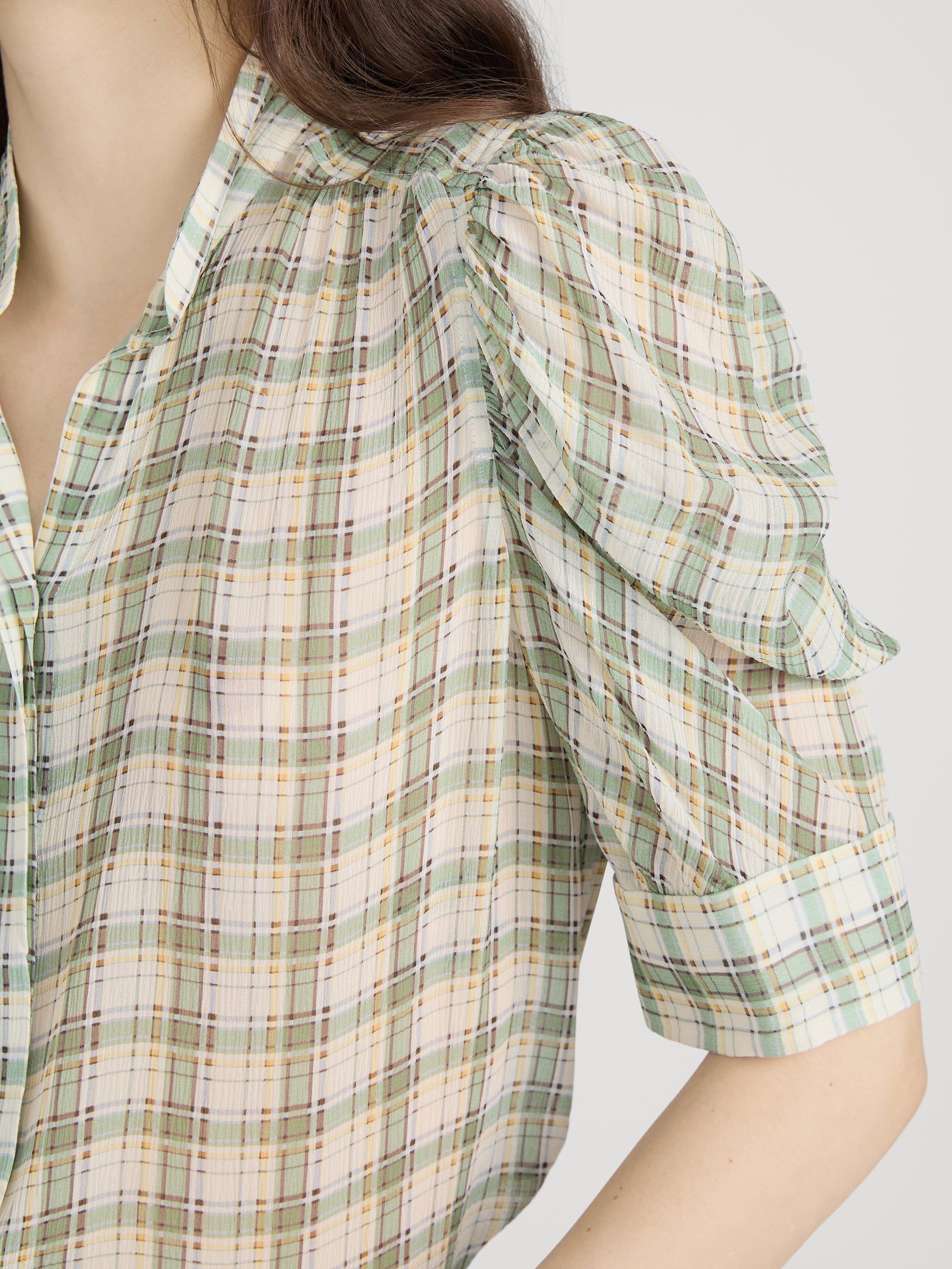 The Gillian Top -- Jade Green Plaid