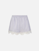 The Stripe Lace Lounge Short -- Chambray Multi