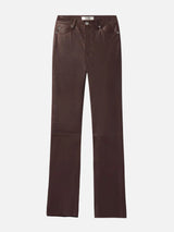 The Slim Stacked Leather Pant -- Espresso
