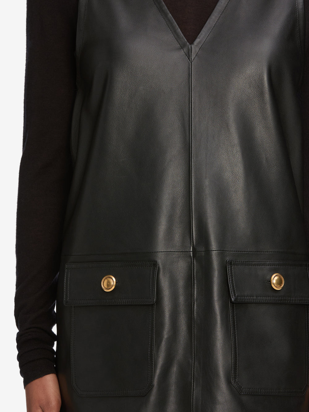 THE LEATHER PINAFORE DRESS BLACK THE LEATHER PINAFORE DRESS BLACK