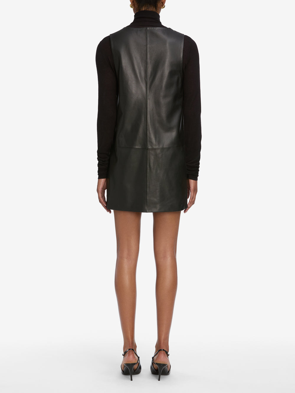 THE LEATHER PINAFORE DRESS BLACK THE LEATHER PINAFORE DRESS BLACK