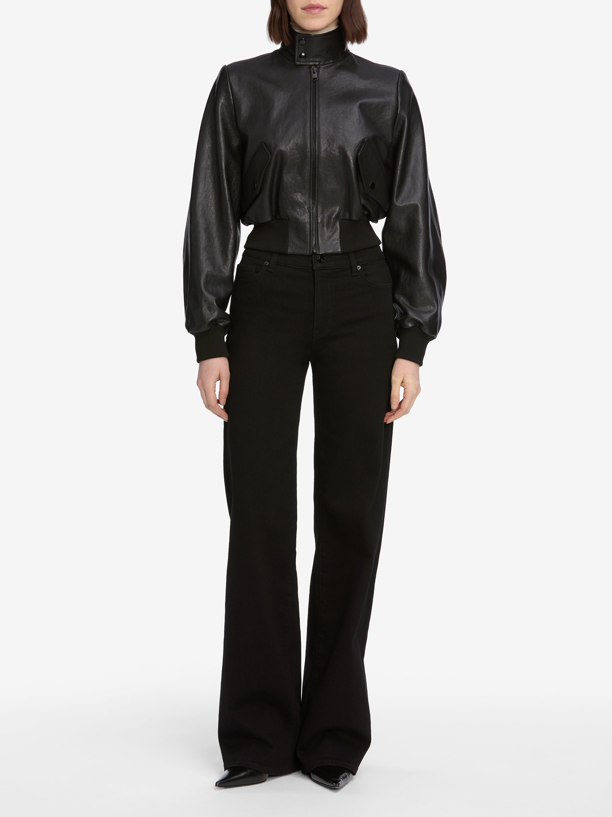 THE LEATHER HARRINGTON JACKET BLACK