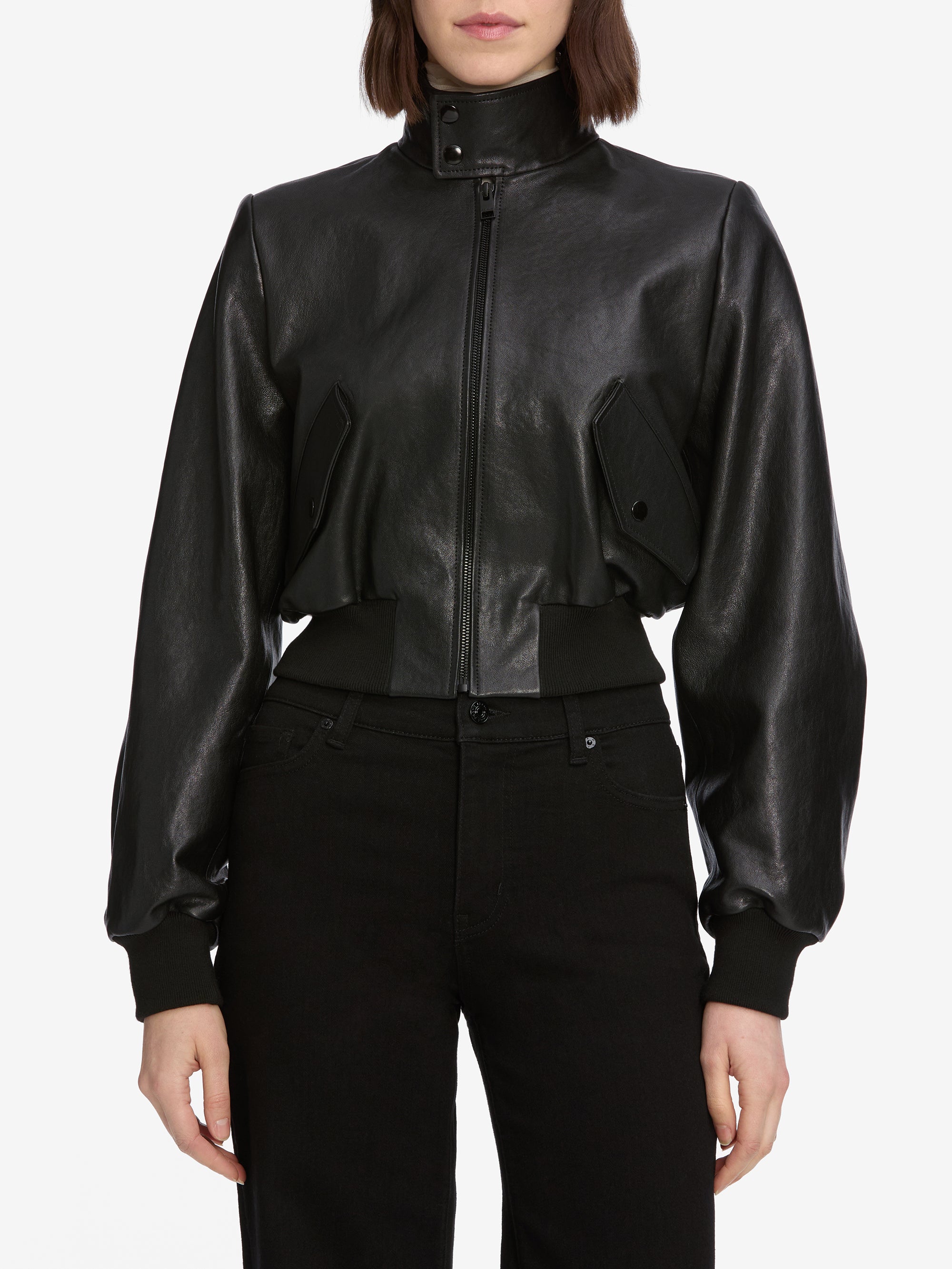 THE LEATHER HARRINGTON JACKET BLACK