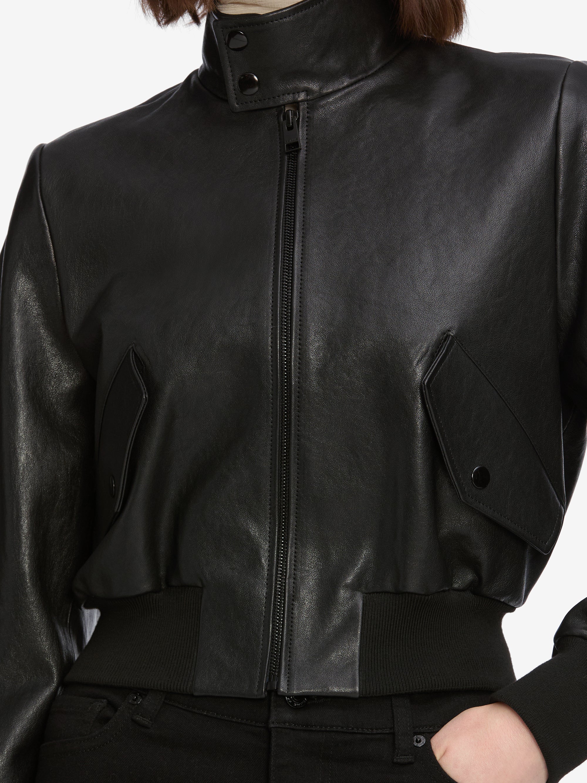 THE LEATHER HARRINGTON JACKET BLACK