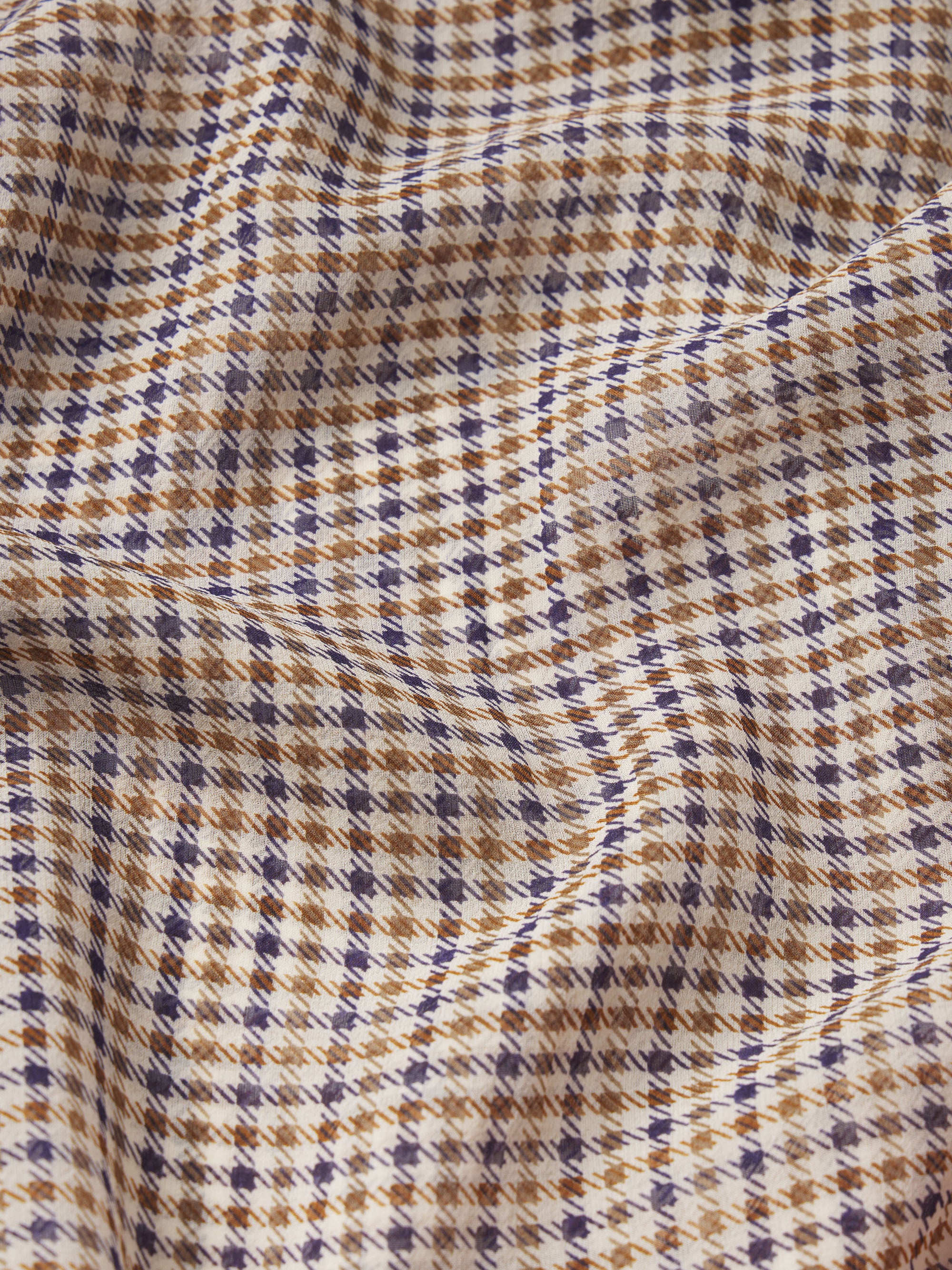 シャツ/ブラウス(長袖/七分) CLANE HOUNDSTOOTH PIPING TOPS Meghan Plus Classic Houndstooth Long Sleeve Shirt – Foxcroft
